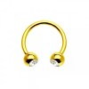 GOLD PVD PLATED OVER 316L SURGICAL STEEL HORSESHOE WITH CLEAR GEM